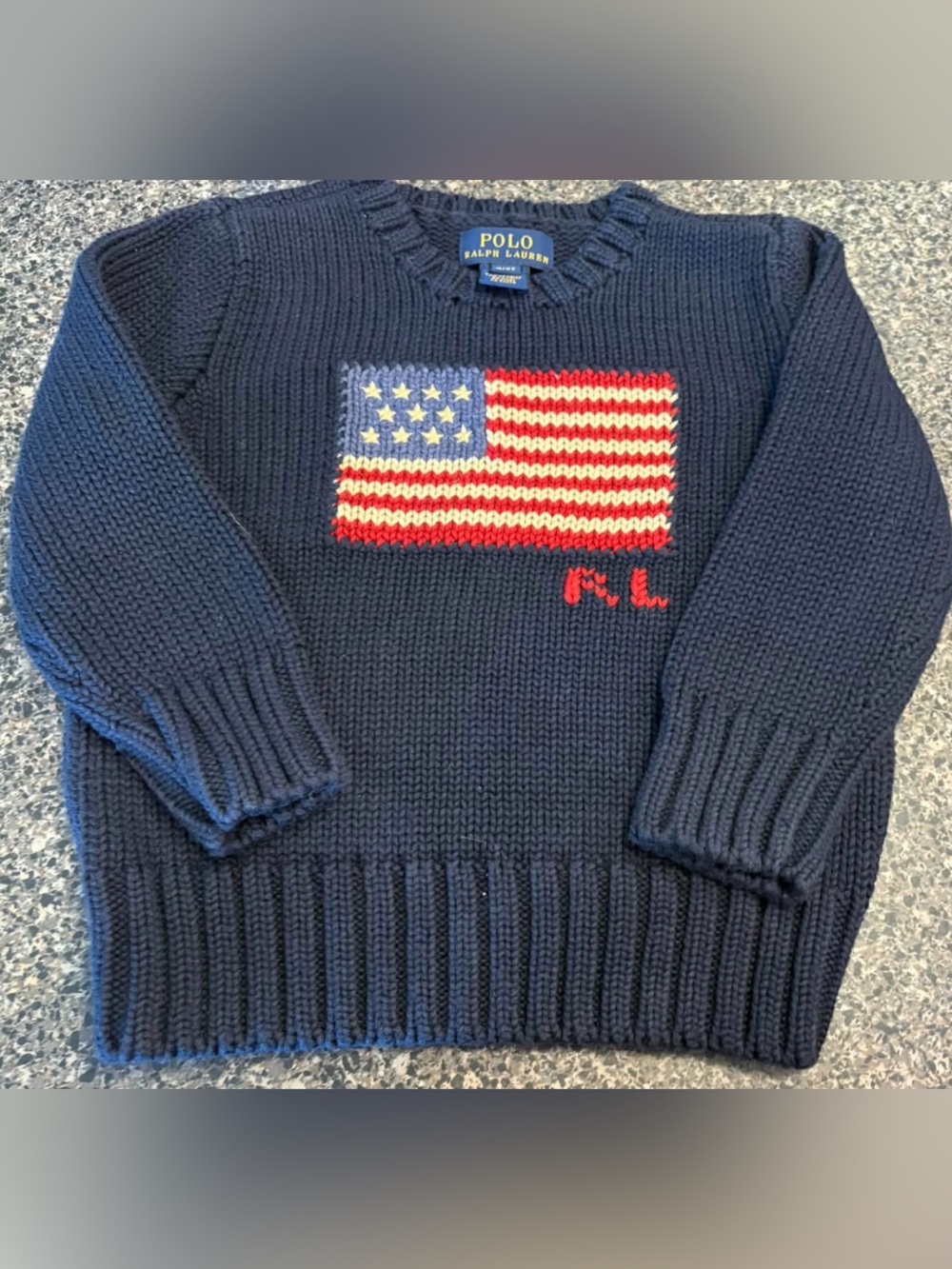 Polo by Ralph Lauren Navy Ribbed Crewneck Sweater 3T
